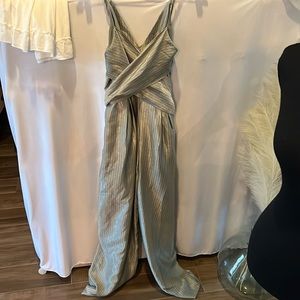 Mint strappy wide leg jumpsuit with chest to back tie